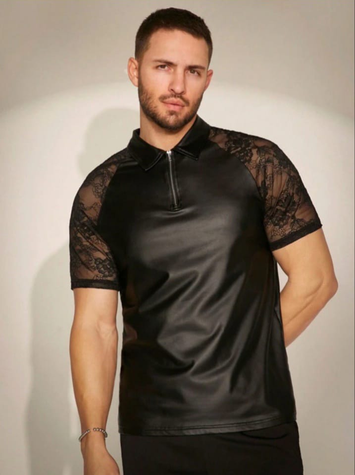 Bonga Boys Man's Patchwork Lace Short Sleeve T-Shirts